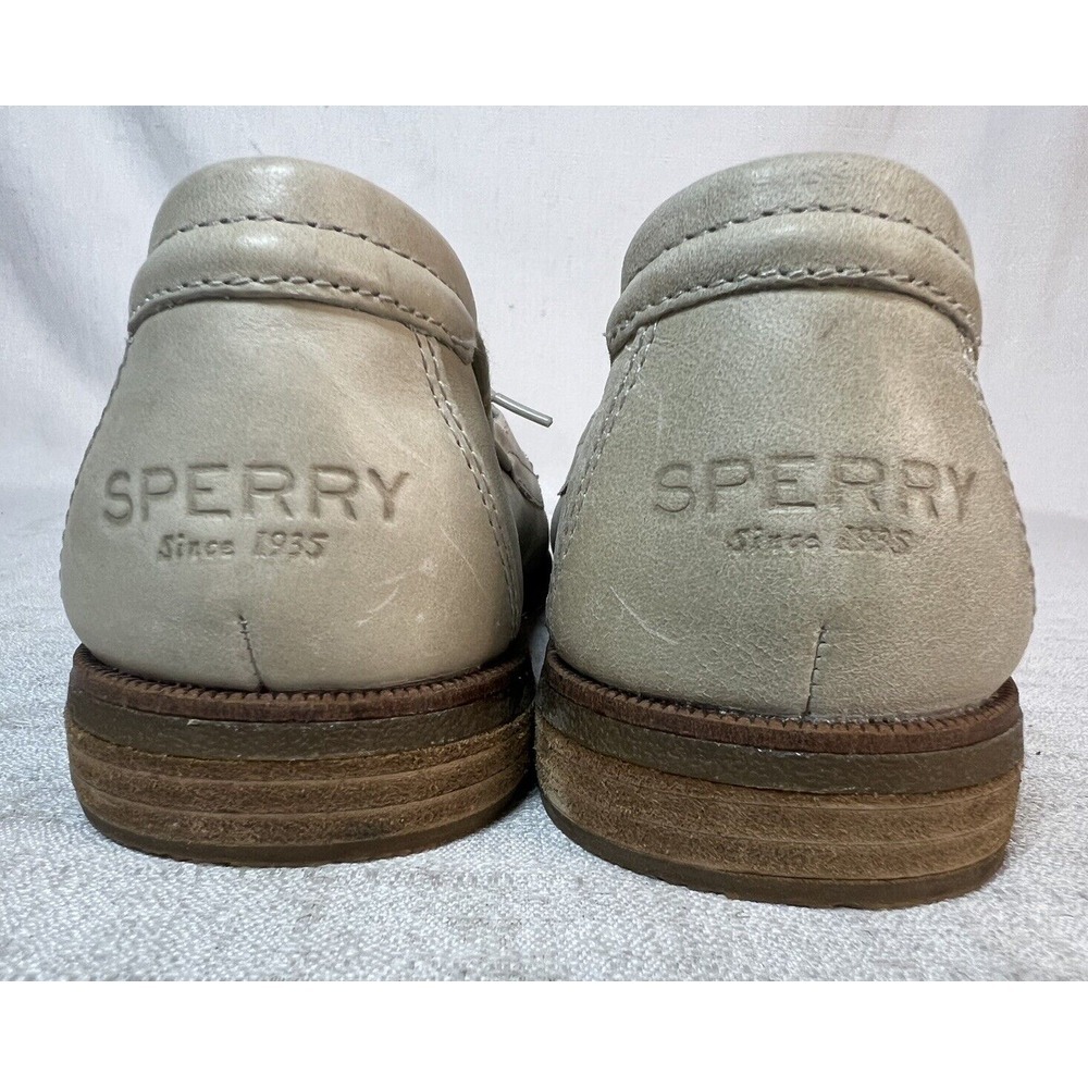 SPERRY Womens Leather Slip on Shoes Tie up bone beige Size 11 - Picture 8 of 12